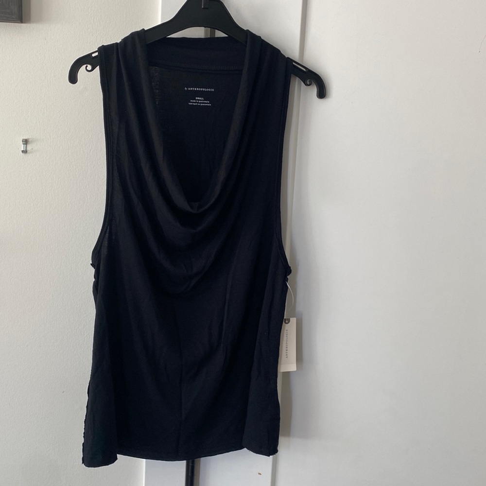 Anthropologie Black sleeveless cowl neck top